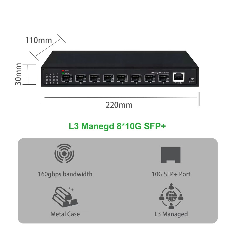 Switch Jaringan Terkelola L3 d - Sfp+ 10G Managed Switch 8 Port ulasan dan harga